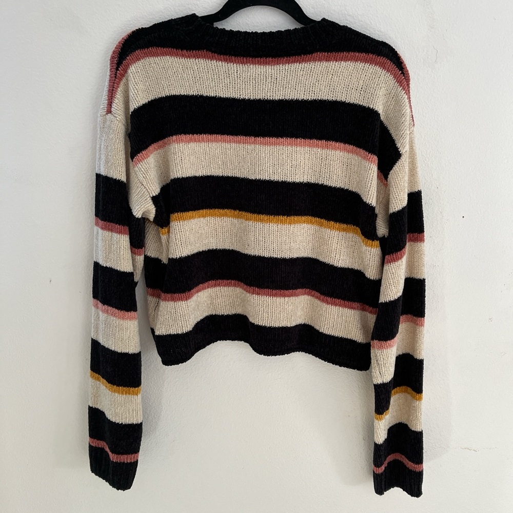 Volcom Women's Striped Sweater - Black, Cream, Pink, Gold